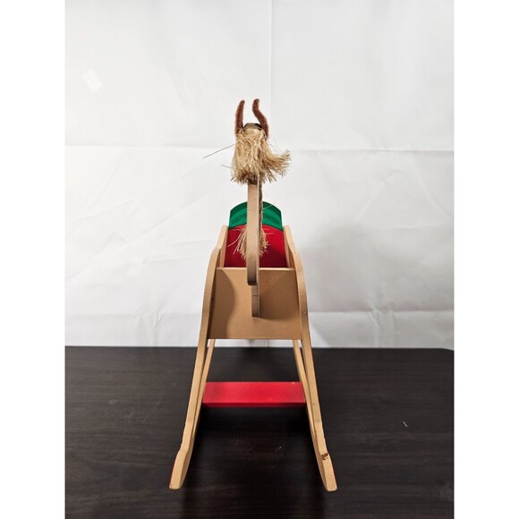 Hallmark Vintage Wooden Rocking Horse Christmas Centerpiece Card Holder 13" - Picture 9 of 13